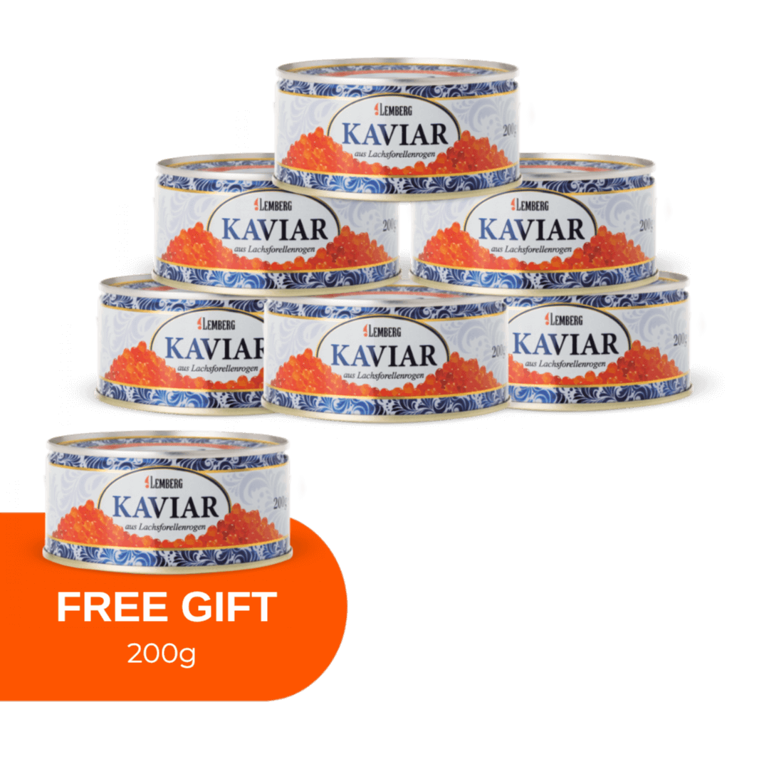 Lachsforellenkaviar, 6 +1 x 200g