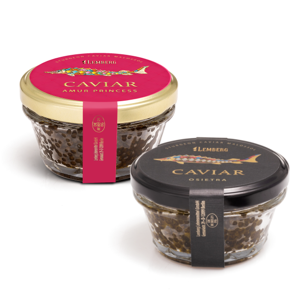 Sturgeon Caviar OSIETRA + Sturgeon Caviar AMUR PRINCESS, 2 x 100g