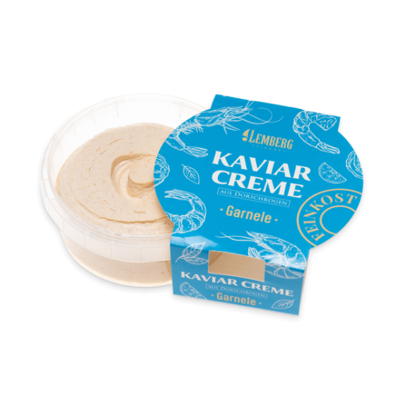 Kaviarcreme aus Kabeljaurogen mit Garnelen, 150 g